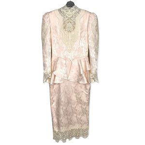 Vintage 90s Jessica McClintock Victorian Brocade Dress Medium